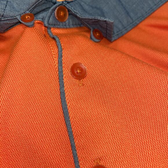 Nike Golf Tour Performance Dri-Fit Men's 2XL Orange Polo Hidden Collar Button - Picture 11 of 11